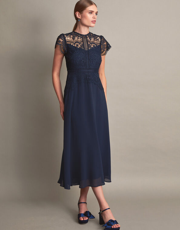 Monica Lace Midi Dress, Blue (NAVY), large