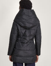 Laura Padded Short Coat in Recycled Polyester, Black (BLACK), large