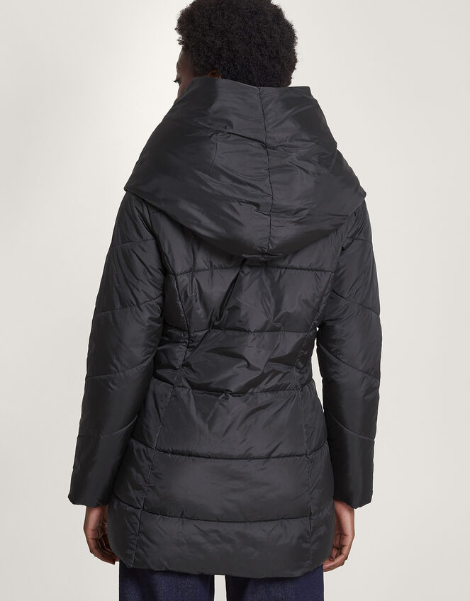 Laura Padded Short Coat in Recycled Polyester, Black (BLACK), large