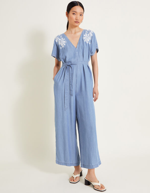 Jael Embroidered Jumpsuit, Blue (DENIM BLUE), large