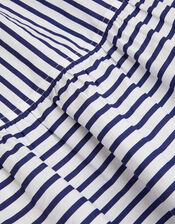 Stripe Puff Sleeve Dress, White (WHITE), large