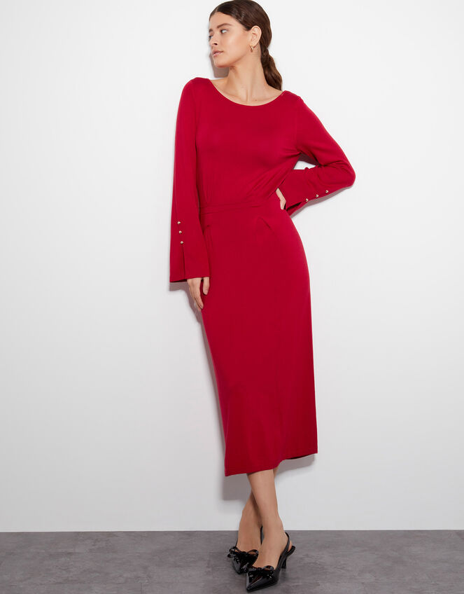 Sal Slash Knit Dress, Red (RED), large