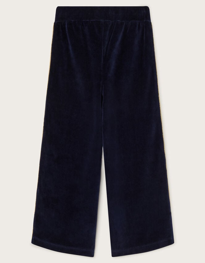 Wide Leg Velour Joggers, Blue (NAVY), large