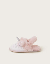 Unicorn Butterfly Faux Fur Sliders, Ivory (IVORY), large