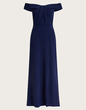 Beatrice Crepe Bardot Maxi Dress Blue | Evening Dresses | Monsoon UK.