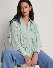 Aria Ruffle Blouse, Green (GREEN), large