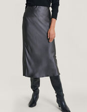 Suri Satin Skirt, Grey (CHARCOAL), large