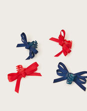 4-Pack Mini School Hair Bow Claw Clips, , large