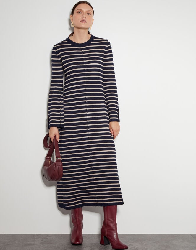 Shaw Stripe Midi Jumper Dress, Blue (NAVY), large