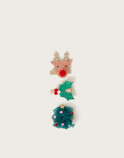 3-Pack Pom Christmas Hair Clips, , large