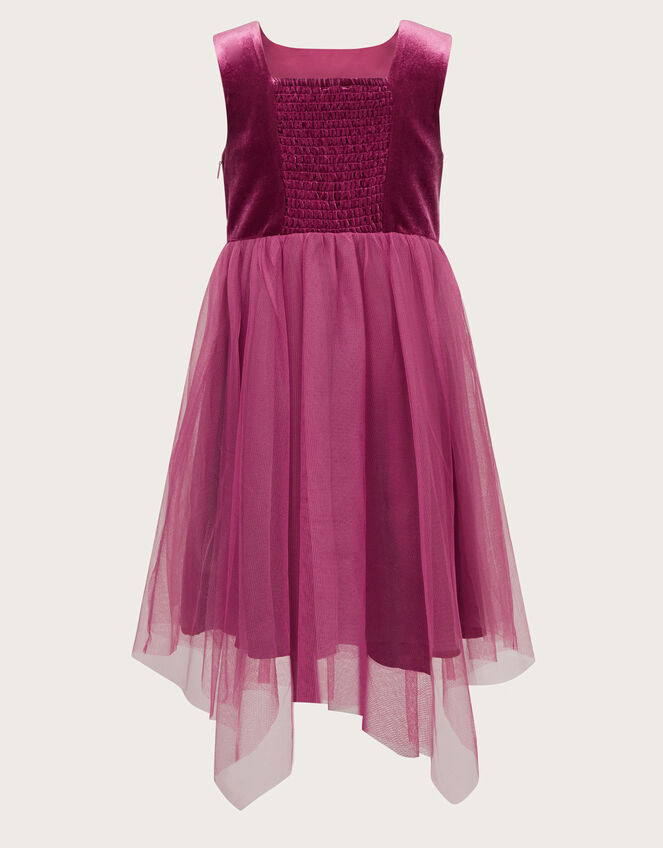 Sleeveless Velvet Mesh Corsage Dress, Pink (PALE PINK), large