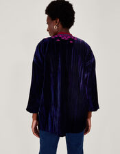 Leah Embroidered Velvet Kimono, Blue (MIDNIGHT), large