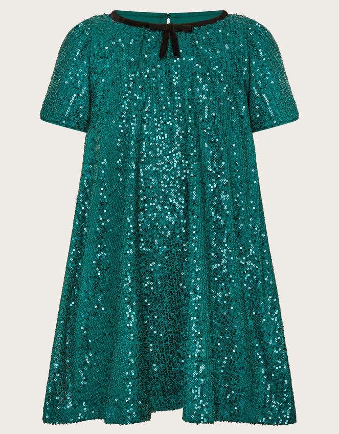 Sienna Sequin A-Line Dress, Green (GREEN), large