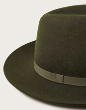 Wool Fedora Hat, Green (KHAKI), large