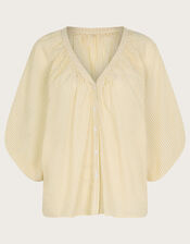 Avery Stripe Blouse, Yellow (YELLOW), large