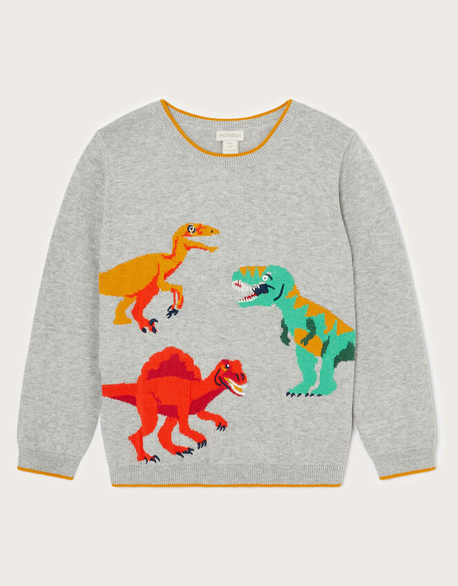 Dominic Dinosaur Knitted Jumper Grey