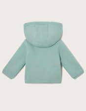 Newborn Embroidered Knit Cardigan, Blue (AQUA), large