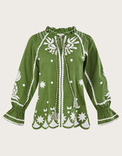 Pineapple Embroidered Top, Green (GREEN), large