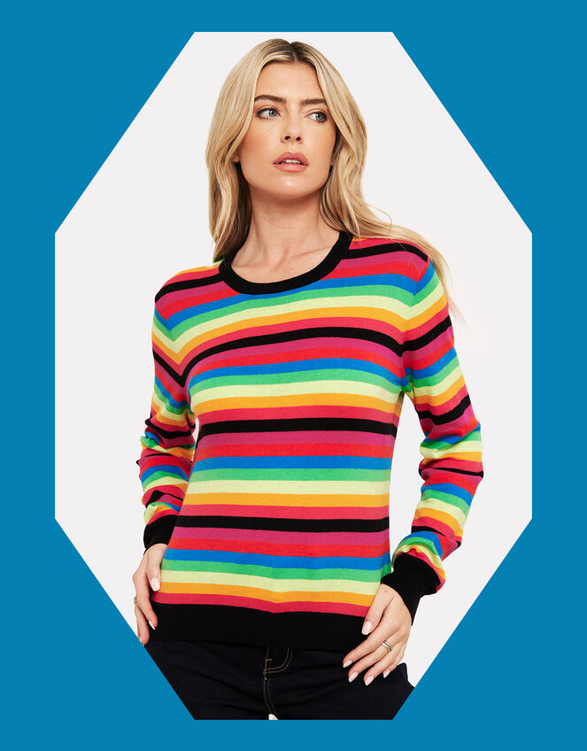 WISPR Rainbow Crew Neck Sweater, Black (BLACK), large