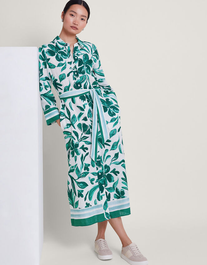 Naomi Print Shirt Dress, Green (GREEN), large