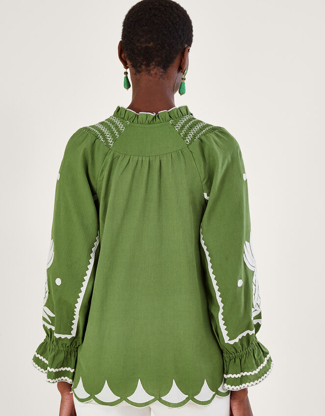 Pineapple Embroidered Top, Green (GREEN), large