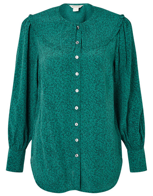 Printed Wide Collar Blouse Green | Tops & T-shirts | Monsoon UK.