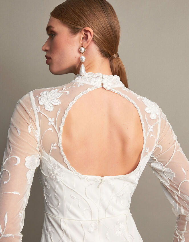 Krystyna Embroidered Short Bridal Dress, Ivory (IVORY), large