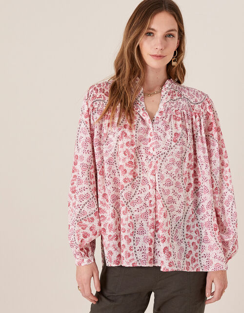 Printed Blouse in Pure Cotton Ivory | Tops & T-shirts | Monsoon UK.