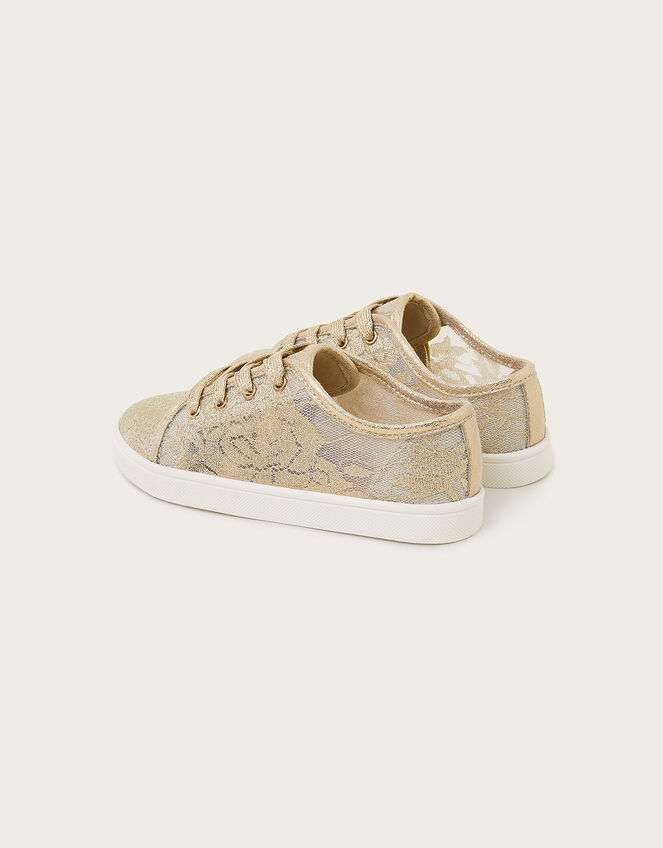 Sparkle Lace Trainers, Gold (GOLD), large