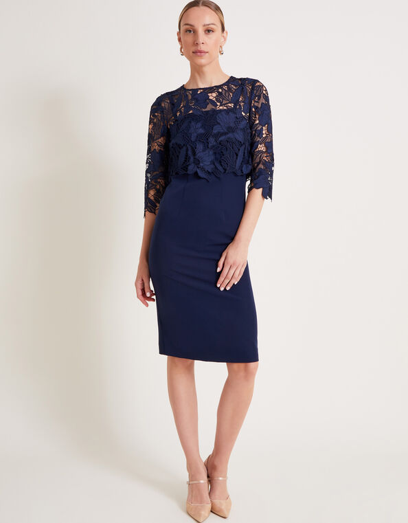 Maya Lace Dress, Blue (NAVY), large