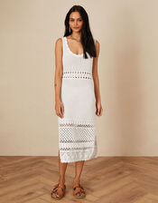 Cotton Crochet Stitch Dress, Ivory (IVORY), large