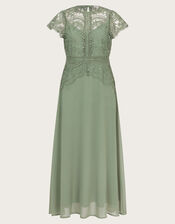 Monica Lace Midi Dress, Green (OLIVE), large