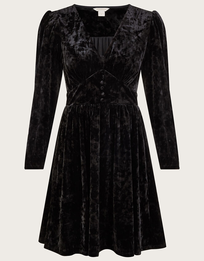 Abby Crushed Velvet Short Dress Black | Dresses | Monsoon UK.