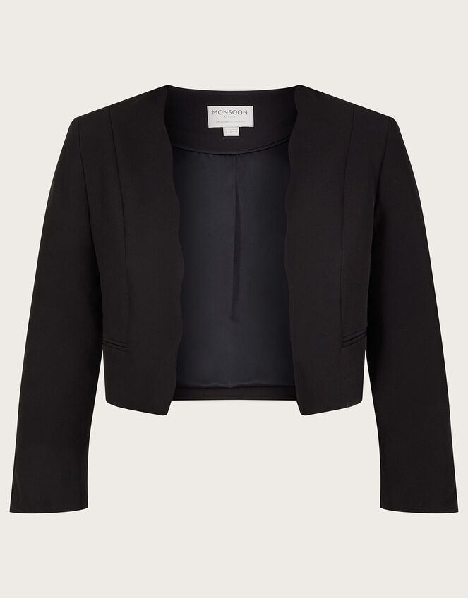 Hortensia Scallop Crop Jacket, Black (BLACK), large