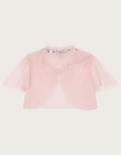 Crop Tulle Cape Jacket, Pink (DUSKY PINK), large