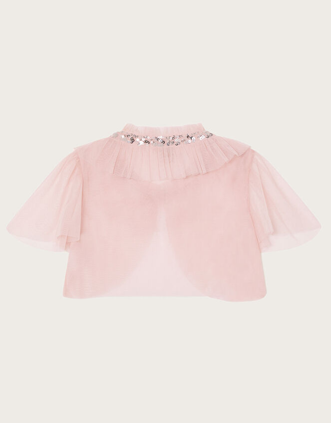 Crop Tulle Cape Jacket, Pink (DUSKY PINK), large