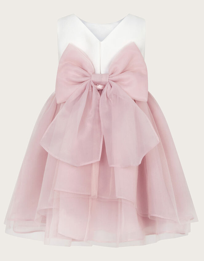 Baby Olivia Organza Bow Dress, Pink (DUSKY PINK), large