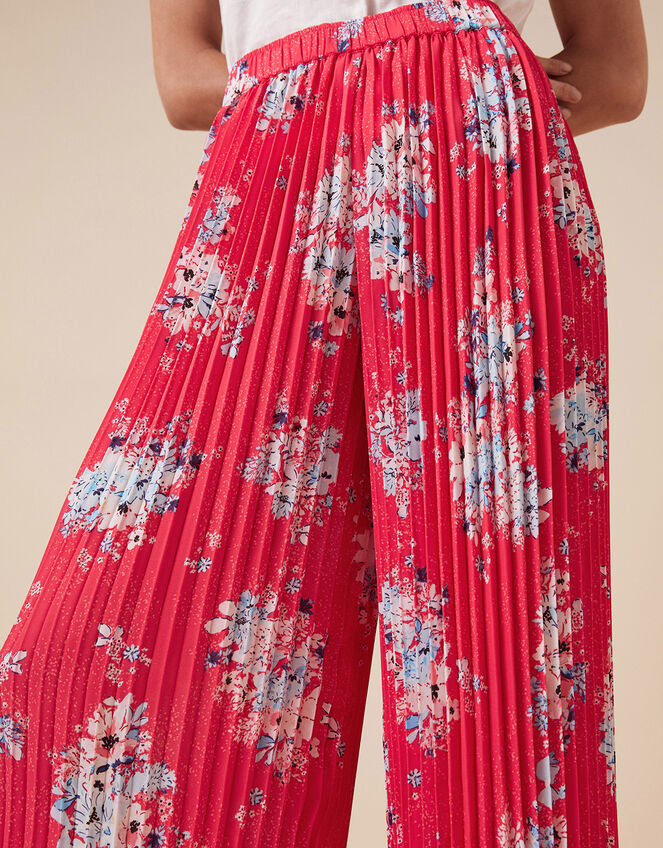 Floral Pleated Trousers, Red (RED), large