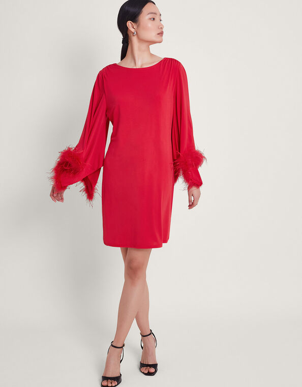 Fi Feather Tunic Dress, Red (RED), large