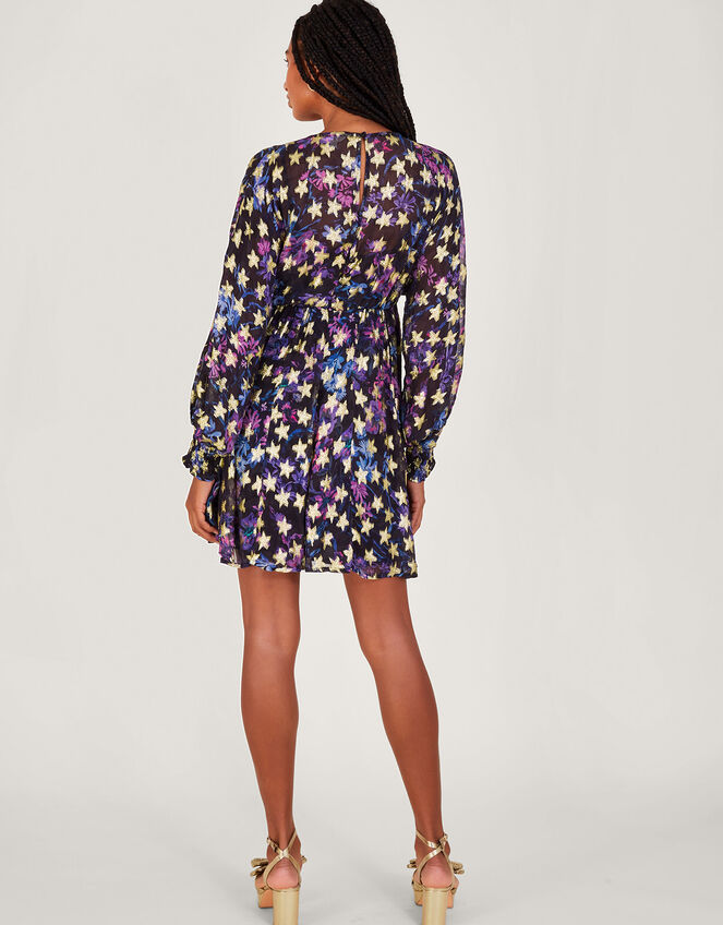 Lia Star Print Dress, Black (BLACK), large