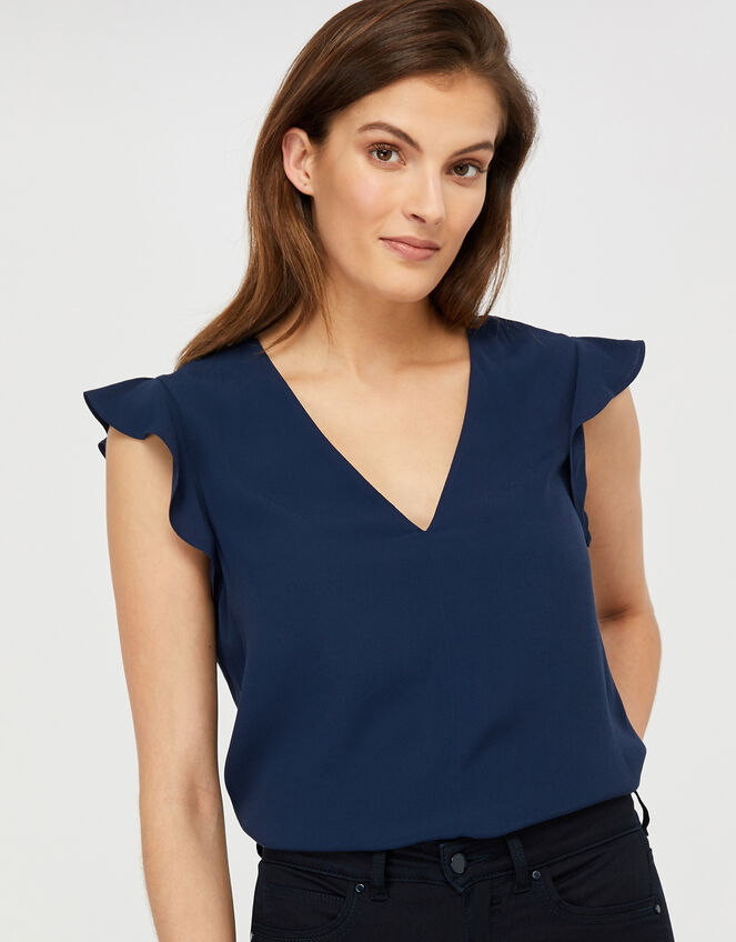 Nessa Short Sleeve Blouse in LENZING™ ECOVERO™ Blue | Tops & T-shirts ...
