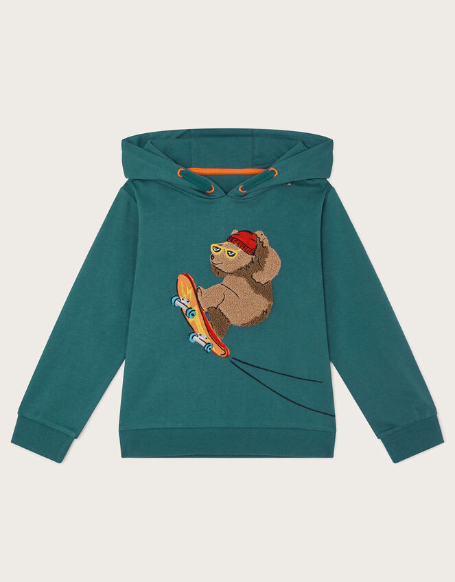 Skateboard Bear Hoodie, Teal (TEAL), large