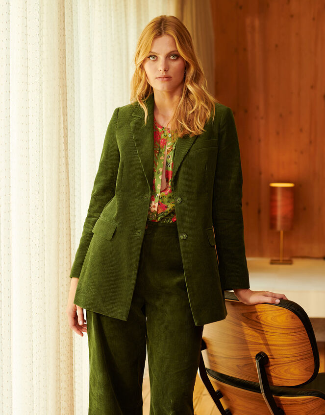 Cord Blazer Suit Jacket, Green (GREEN), large