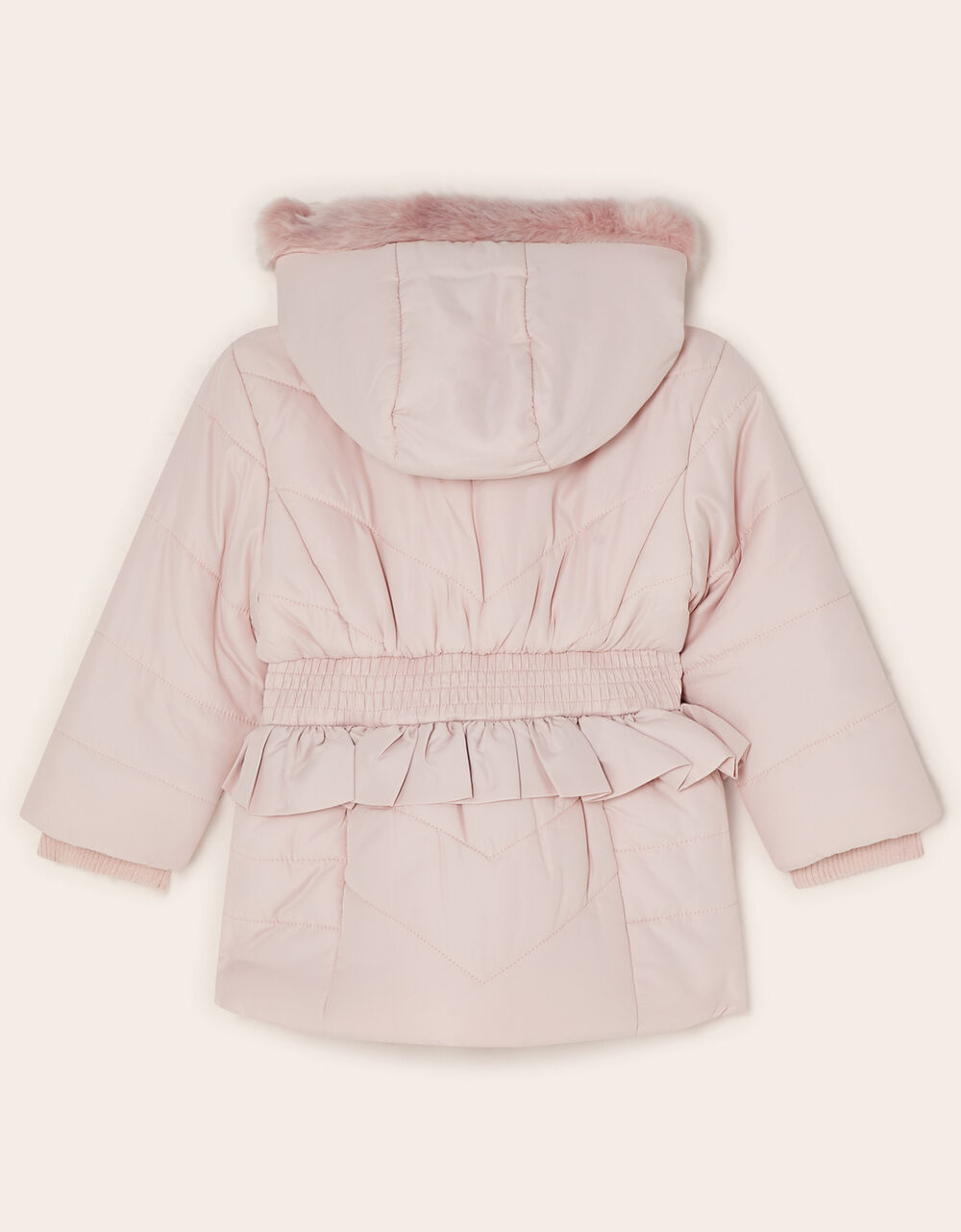 Baby Frill Shirred Waist Padded Coat Pink | Coats & Jackets | Monsoon UK.