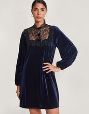 Bess Velvet Lace Dress, Blue (MIDNIGHT), large