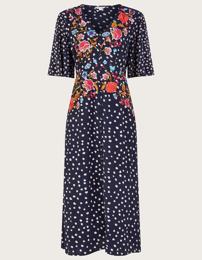 Rori Embroidered Tea Dress Blue | Day Dresses | Monsoon UK.