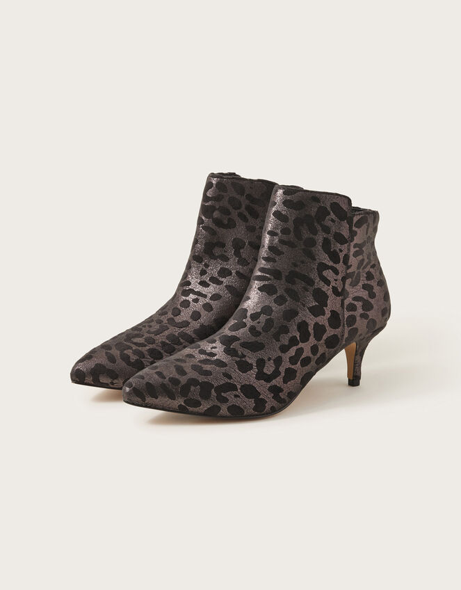 Leopard Ankle Boots Bronze