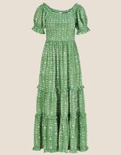 Murtle Woodblock Dress in Sustainable Viscose, Green (GREEN), large