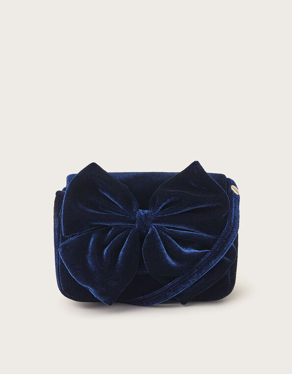 Bow Velvet Shoulder Bag, , large