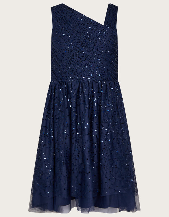 Abigail One Shoulder Prom Dress, Blue (NAVY), large